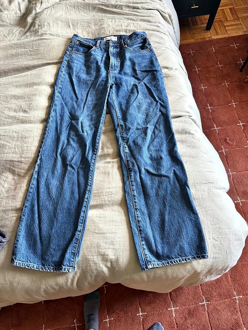 Denim Forum The Farrah Hi-Rise Wide Leg Jeans Blue Waist 27